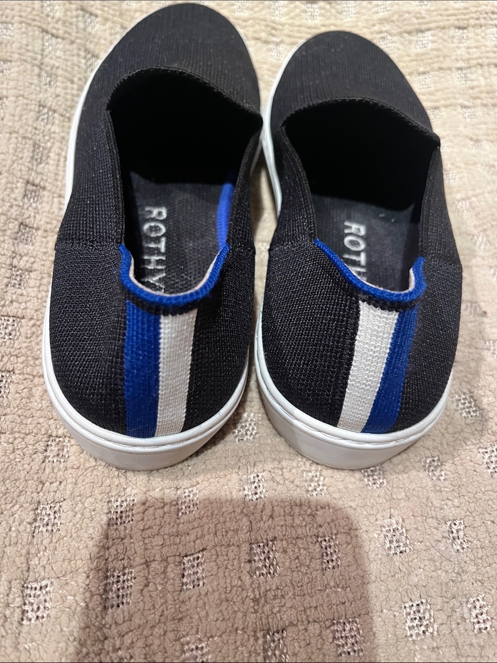 Rothy's Black Knit Slip-On with Blue Accents - Picture 2 of 7